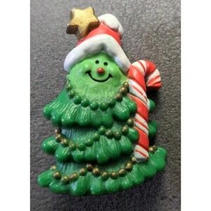 Vintage Christmas Tree Pin Brooch Hallmark Cards Plastic Jewelry 1981